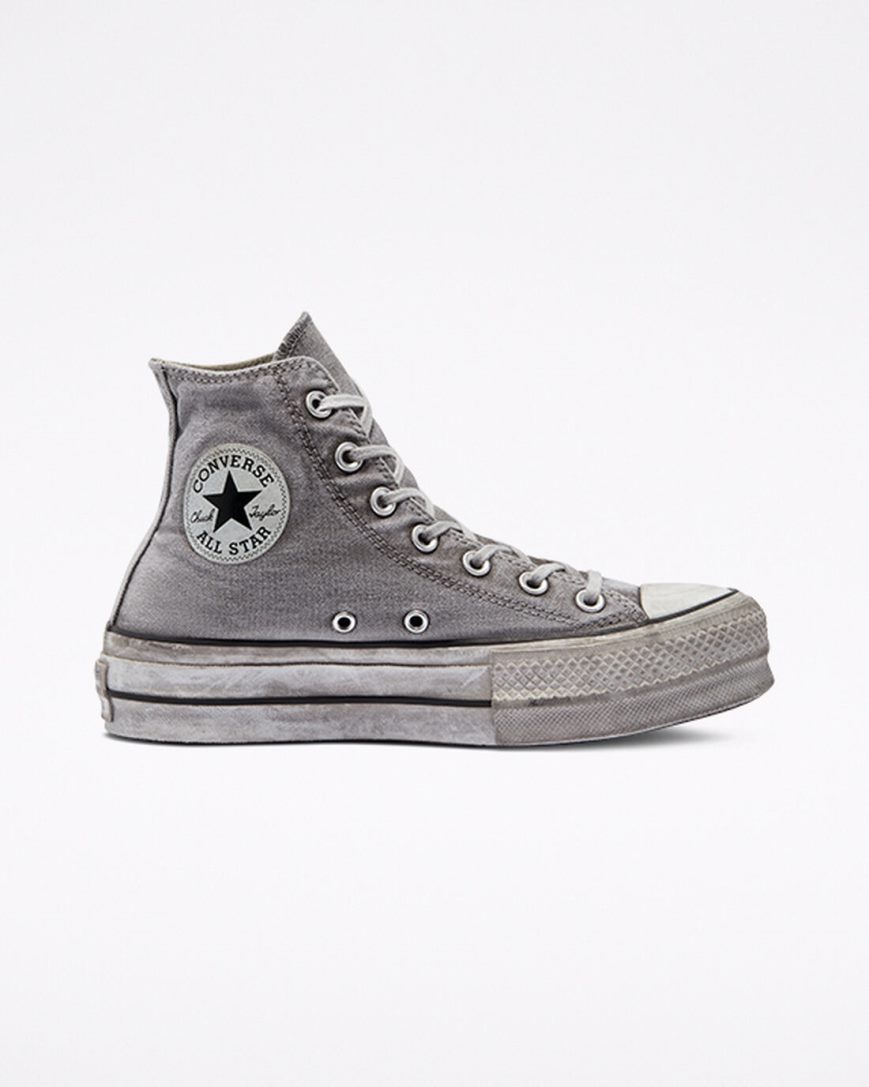 Sapatos Plataforma Converse Chuck Taylor All Star Lift Smoked Lona Cano Alto Feminino Cinzentas Branco | PT M00543P